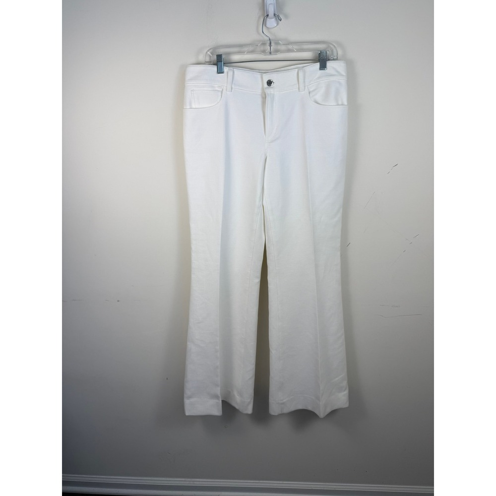 Ralph Lauren Purple Label Mens White 100% Cotton Pique Wide Leg Pants Size 35x34